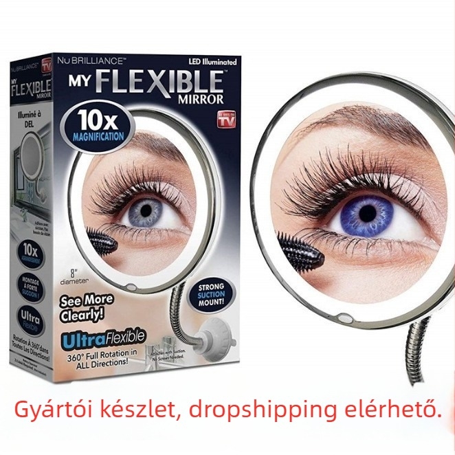 LED-es világítású sminktükör 10× nagyítással a fürdőszobába