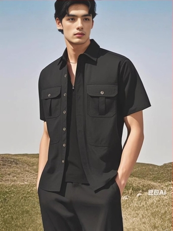 Férfi nyári rövid ujjú ing, gyorsan száradó, laza szabású, Ice Silk anyagból, casual/workwear stílus