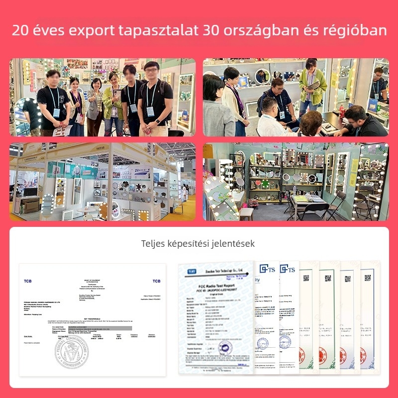 Asztali LED sminktükör világítással, egyoldalas, forgatható, fémkerettel, kollégiumi vagy otthoni használatra