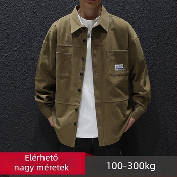 Férfi hosszú ujjú ing 100% pamutból, japán stílus, laza szabás, plusz méret, oversize, őszi 2024