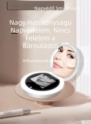 Okos UV-detekciós sminktükör LED-del, összecsukható