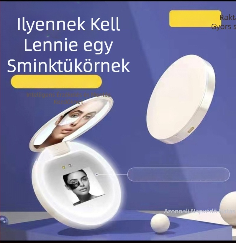 Okos UV-detekciós sminktükör LED-del, összecsukható