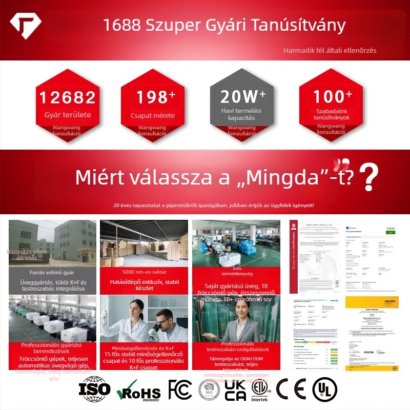 Testreszabható, állítható 3-paneles LED HD sminktükör világítással – asztali sminktükör