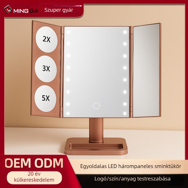 Testreszabható, állítható 3-paneles LED HD sminktükör világítással – asztali sminktükör