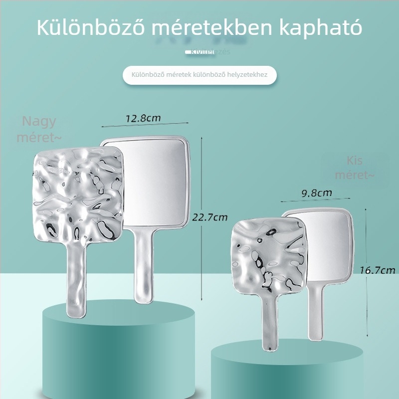Elektroplatált sminktükör, négyszögletes víz mintázatú tervezés, hordozható kézi szépség-tükör