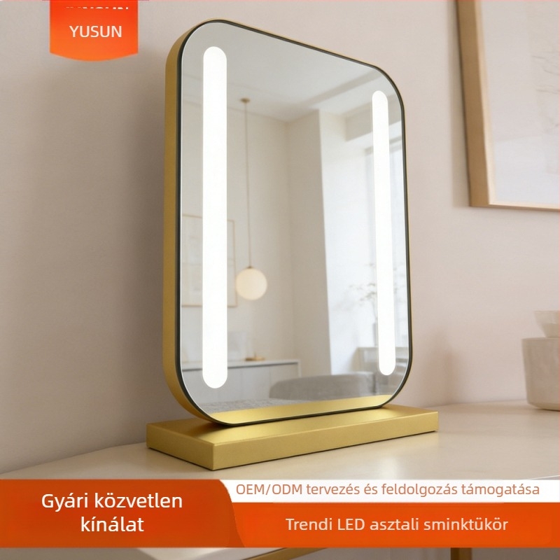 LED világítású asztali sminktükör, kozmetikai tükör otthoni használatra