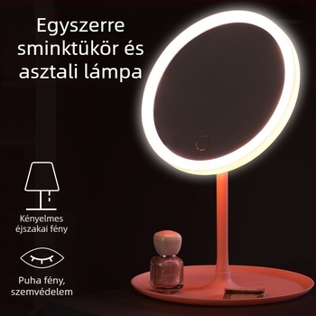 LED asztali sminktükör, állítható fényerővel és okos funkciókkal – otthonra vagy kollégiumba