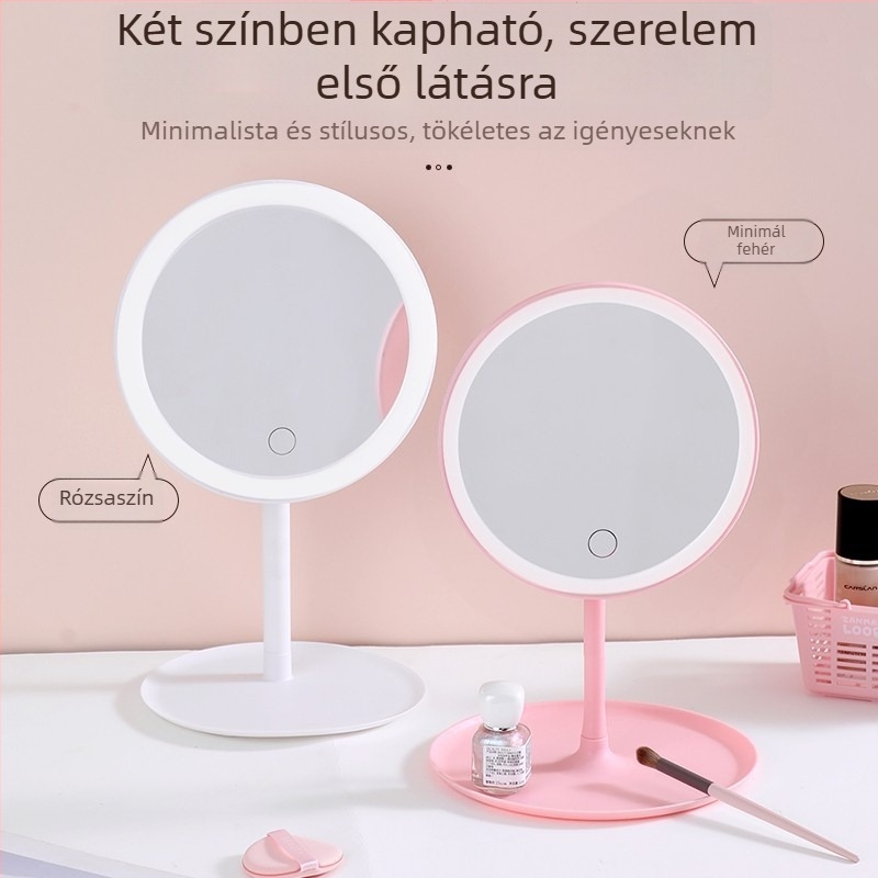 LED asztali sminktükör, állítható fényerővel és okos funkciókkal – otthonra vagy kollégiumba