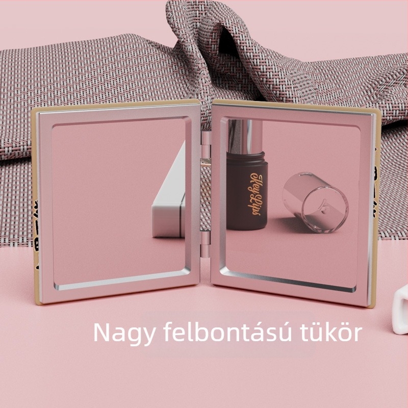 Xinruyu összecsukható hordozható sminktükör, dupla oldalas négyszögletes, kézben tartható, ütésálló, méretek 7,1 × 6,7 cm