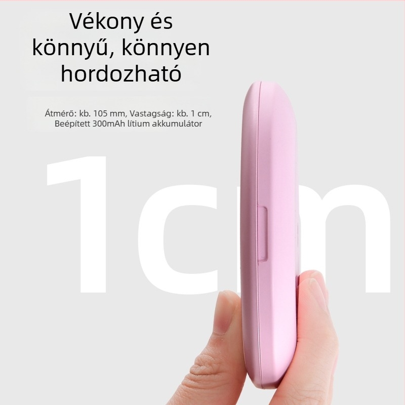 Kétoldalú hordozható LED sminktükör, mini utazó tükör 5× nagyítással, kerek fedél
