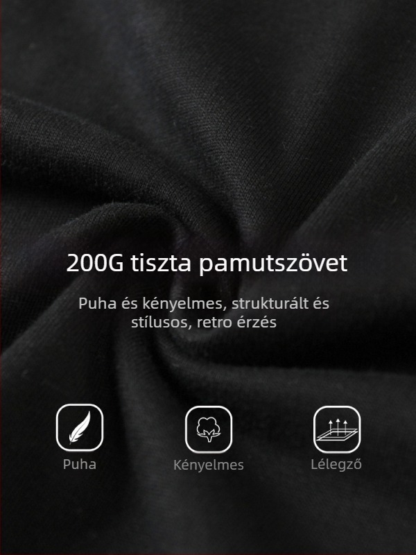Pamut rövid ujjú T-shirt mintával, uniszex, laza szabás, kerek nyak, nyár