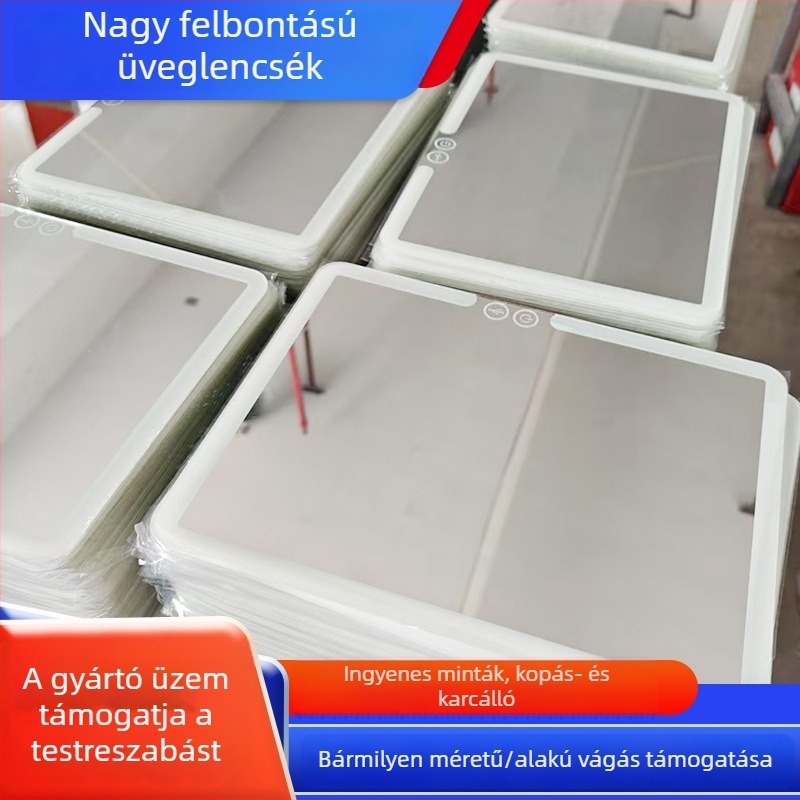 Személyre szabott asztali sminktükör LED világítással, négyzet alakú üvegtükör, HD felbontású és karcolásálló