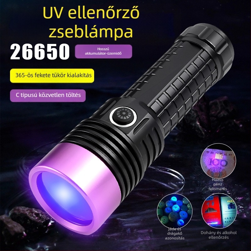 Új lila UV zseblámpa 365 nm-es fluoreszcenciával ékszerekhez: hitelesítés és olajfolt detektálás, 60W