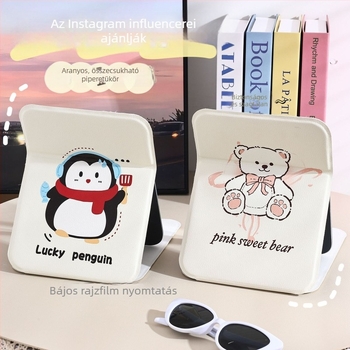 PU nyomtatású sminktükör, vékony, összecsukható, hordozható, kiváló minőségű