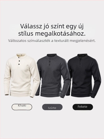Lei Jun inspirációjú kerek nyakú kötött gyapjú pulóver fleece-béléssel, férfiaknak