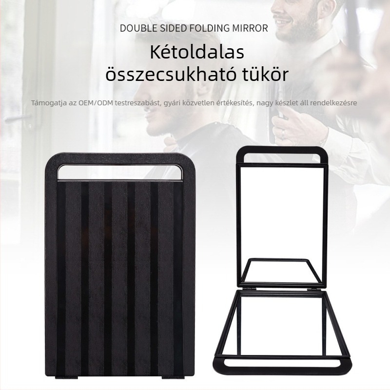 Kétoldalú fodrászati tükör, összecsukható kézi tükör haj stylinghez és sminkhez