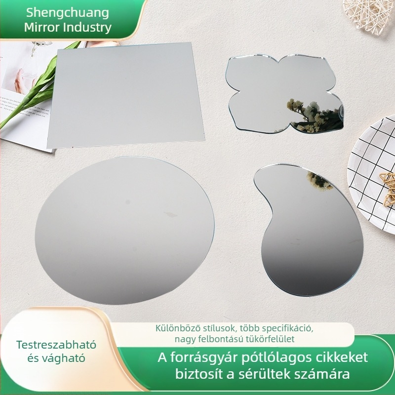 DIY akril sminktükör asztalra, szabálytalan formájú, öntapadó panellel, dekoratív