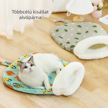 Téli meleg, teljesen zárt macskafészek alagúttal és hálózsákkal