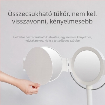 Új, többoldalú sminktükör LED-del, 360°-os megvilágítással, összecsukható ötoldalas tükör a precíz sminkeléshez