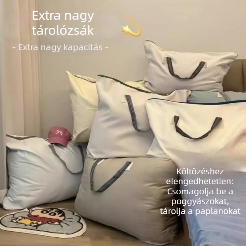 Virágmintás vastag anyagból készült négyzet alakú ágyneműtároló táska, ideális kollégiumokba és utazáshoz