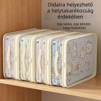 Négy darabos tárolózsák készlet háztartási használatra, extra vastag tárolózsák ágyneműhöz és paplanhoz, gardróbba való tároláshoz ruhákhoz és paplanokhoz, penész- és porálló