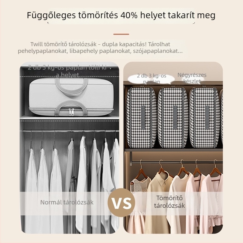 Houndstooth Oxford anyagú tömörítő táska takarók és ruhák számára, nedvességálló tároló utazáshoz