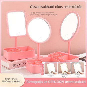 LED smink-tükör beépített tárolóval és állítható hideg- és meleg tónusú világítással