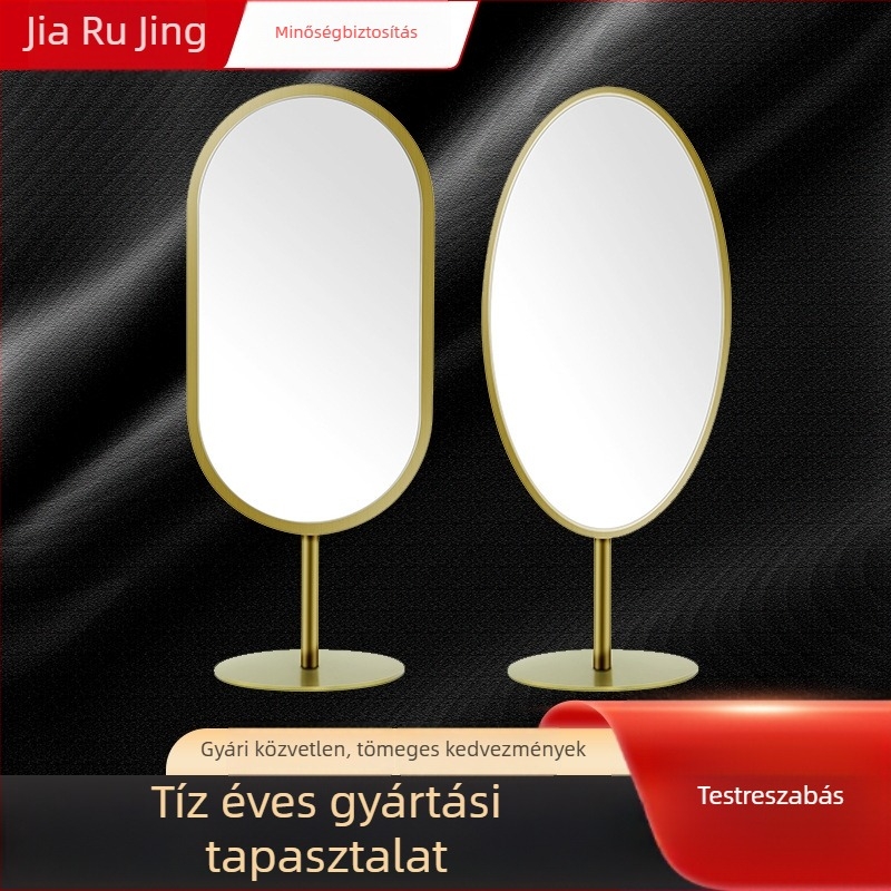 Good as the Scene Kétoldalas asztali tükör, fém kerettel, forgatható ovális kozmetikai tükör a hálószobába