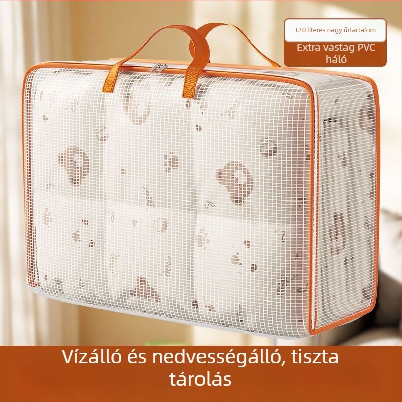 Vízálló gardrób tárolótáska, extra nagy méret, összecsukható tároló doboz paplanokhoz és ruhákhoz, nagy kapacitás