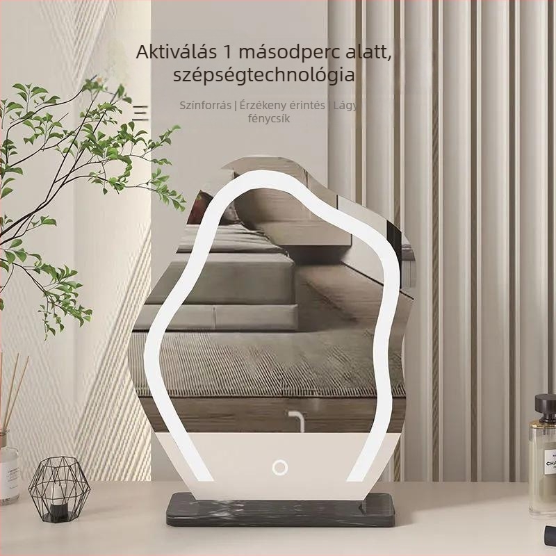 Asztali sminktükör felhő mintával és világítással