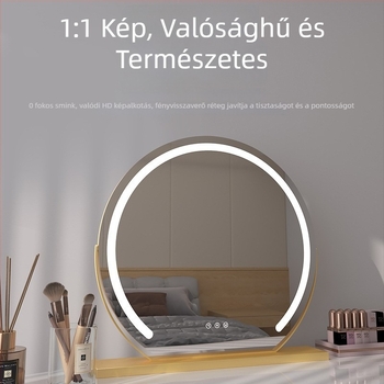 LED smink tükör világítással, asztali tükör forgatható fejjel, nagy méretű hálószoba