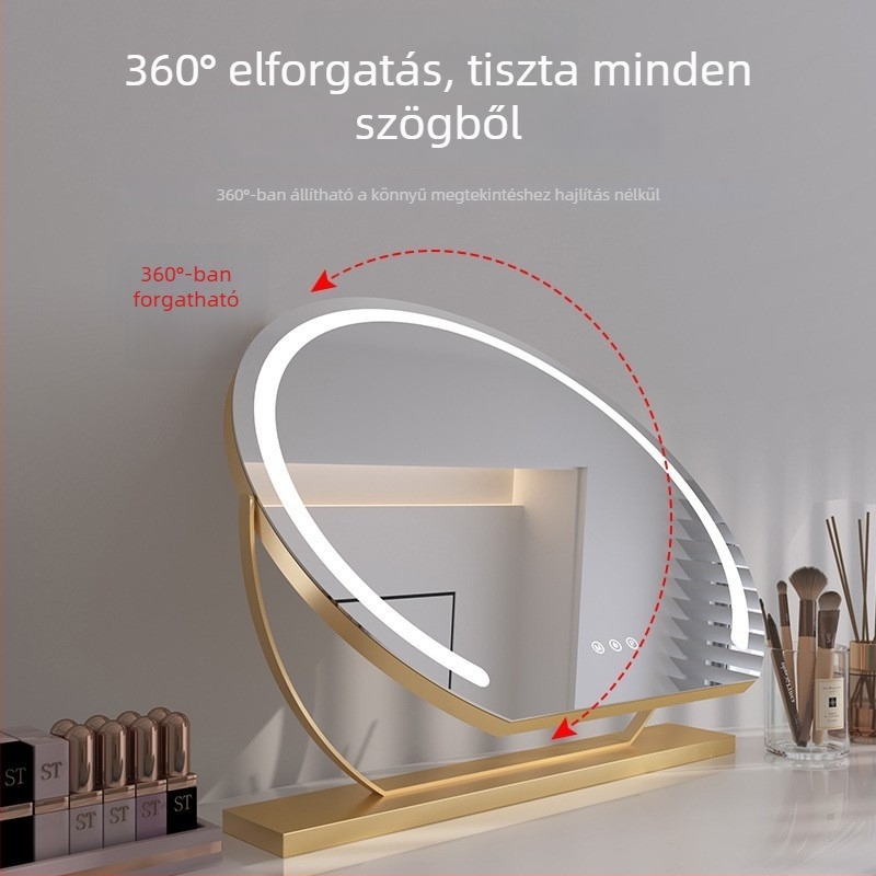 LED smink tükör világítással, asztali tükör forgatható fejjel, nagy méretű hálószoba