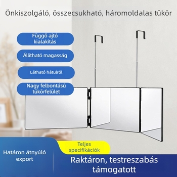 Háromoldalas LED-es tükör USB töltéssel, hordozható összecsukható smink- és grooming-tükör