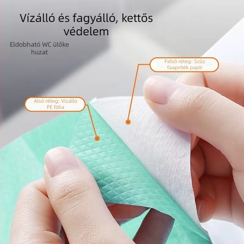 Egyszer használatos vécématrac, vízálló, hosszabbított és vastagabb, egyenként csomagolva, szállodai és utazási használatra