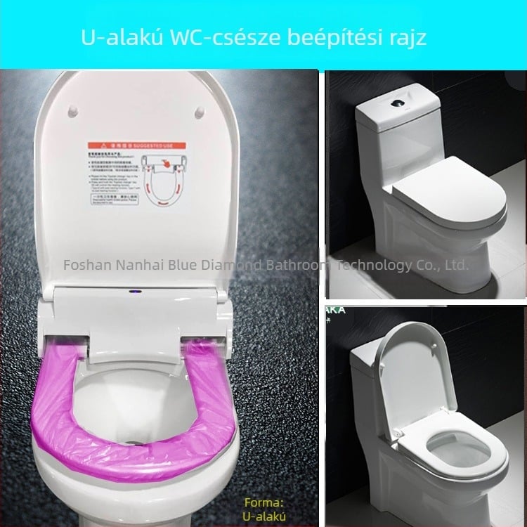 Automatikusan melegített WC-ülőke, cserélhető fedéllel és forgó alátéttel, U-alakú kialakítás