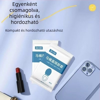 Egyszer használatos WC-ülőkefedél teljes lefedettséggel, vízálló és vastított, hotelszínvonalú, utazáshoz hordozható