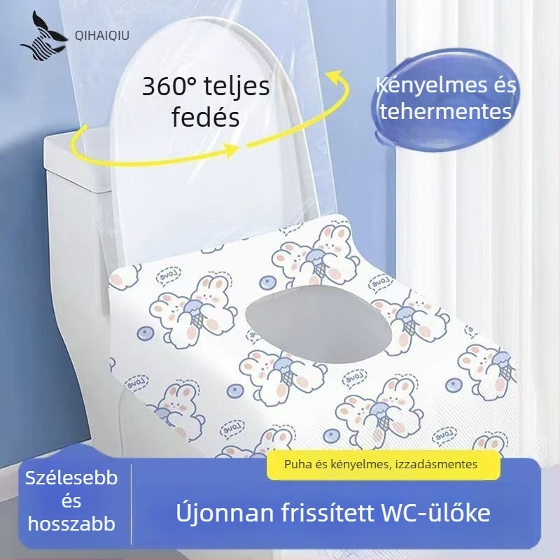Egyszer használatos WC-ülőkefedél teljes lefedettséggel, vízálló és vastított, hotelszínvonalú, utazáshoz hordozható