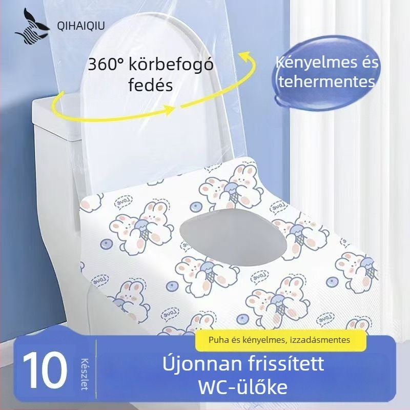 Egyszer használatos WC-ülőkefedél teljes lefedettséggel, vízálló és vastított, hotelszínvonalú, utazáshoz hordozható