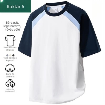 Férfi nyári rövid ujjú ice silk póló, légáteresztő, gyorsan száradó, kontrasztos színek, hűs érzet