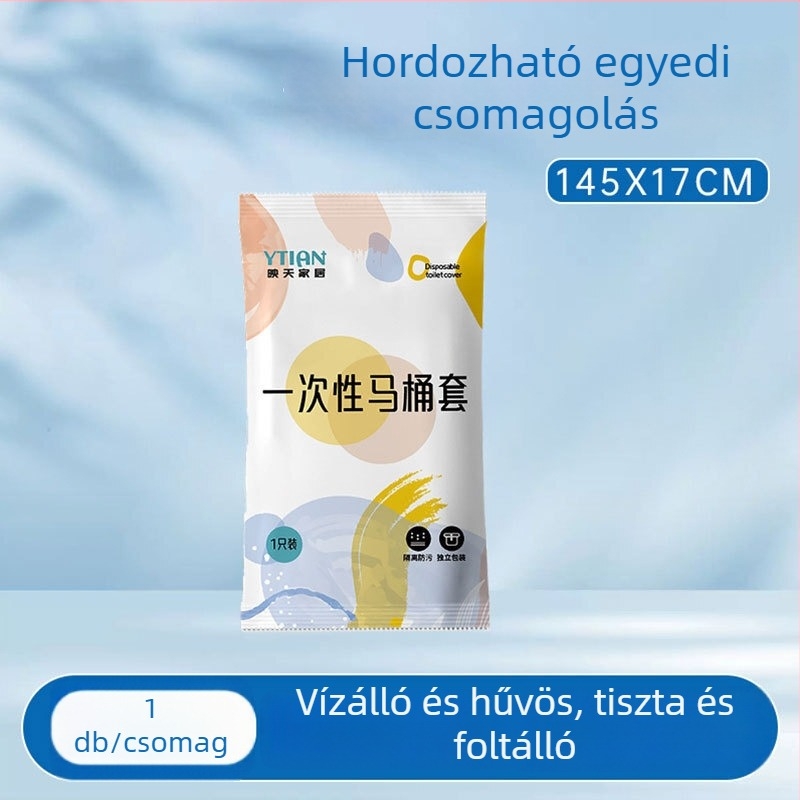 Egyszer használatos vécéülőke-fedő, dupla vastagságú, egyenként csomagolt, utazáshoz hordozható, vízálló és antibakteriális.