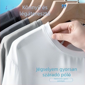 Nyári Ice Silk rövid ujjú póló férfiaknak és nőknek, lélegző, nedvességelvezető, több színben, páros stílus