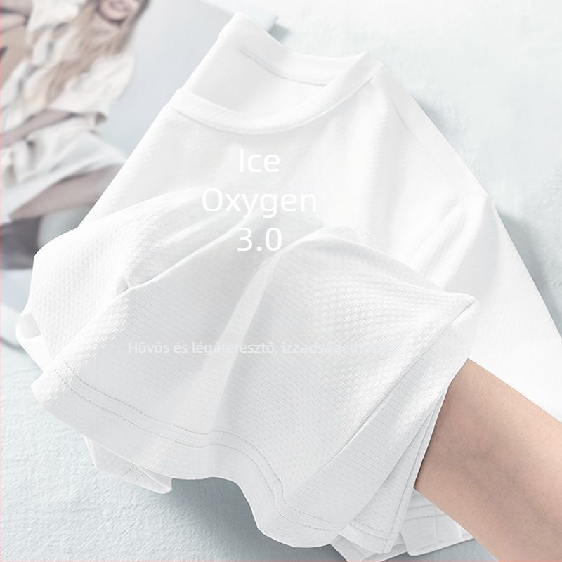 Nyári Ice Silk rövid ujjú póló férfiaknak és nőknek, lélegző, nedvességelvezető, több színben, páros stílus