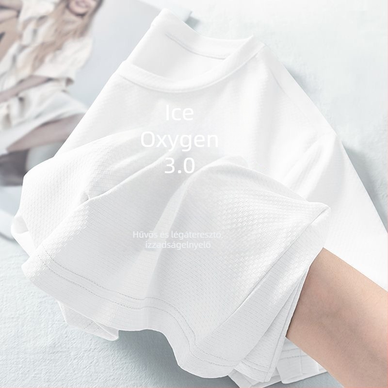 Nyári Ice Silk rövid ujjú póló férfiaknak és nőknek, lélegző, nedvességelvezető, több színben, páros stílus