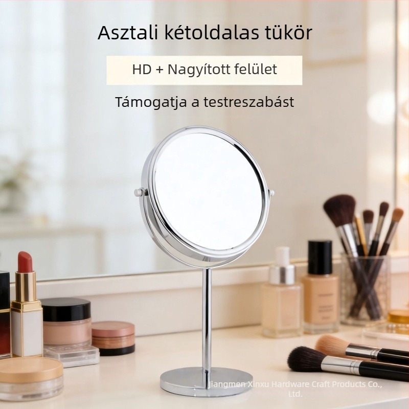 8 hüvelykes asztali sminktükör, kétoldalas, 5x nagyítás, forgatható, ajándékdobozos