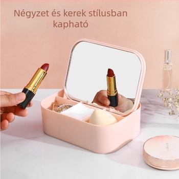 Kreatív asztali sminktükör tárolóval, aranyos hercegnő-stílus, éles, tiszta tükör