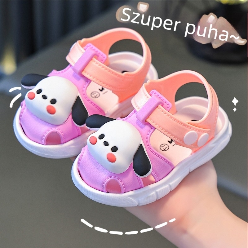 Melissa-stílusú uniszex gyerekeknek lapos jelly papucs Velcro-pánttal, puha talppal, nyári strandcipő