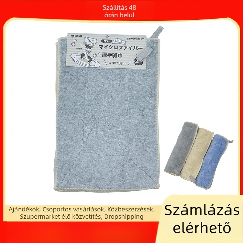 YIFEI korall velvet edényrongy, vastagított, olajtaszító, kétoldalas, vízfelvevő, szálmentes, 3 darabos készlet