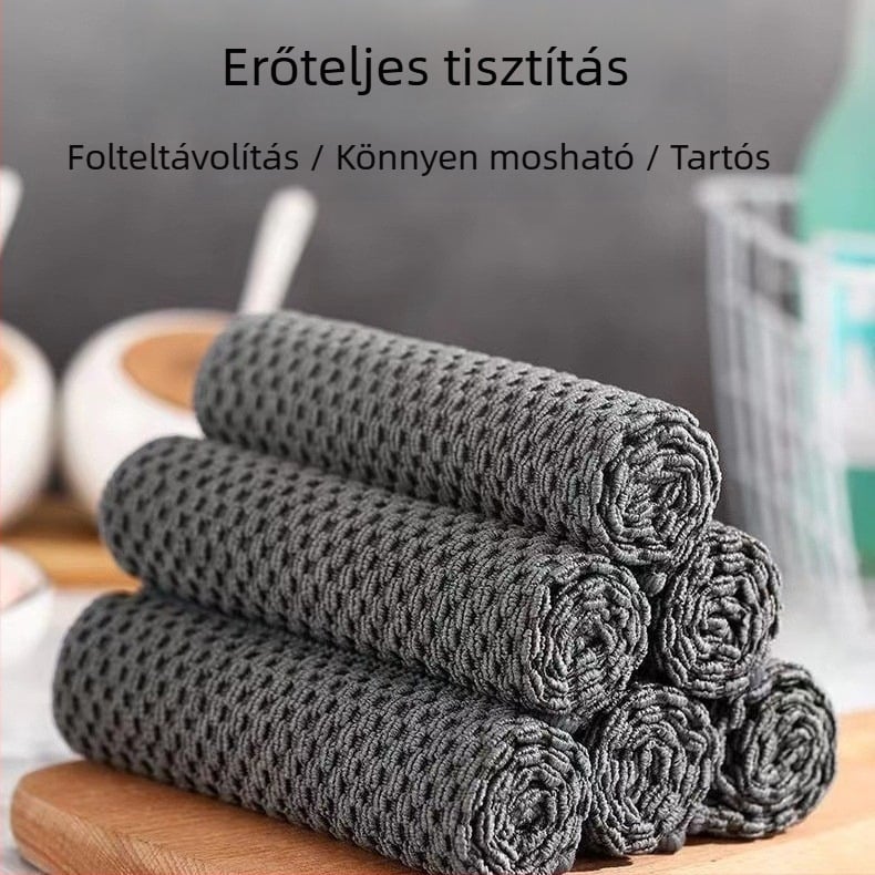 Búzaszem mintás mikroszálas konyharuha, kétoldalas, vastagított, olaj- és szennyeződésálló, nyom nélkül tisztít, asztalra és edényekre