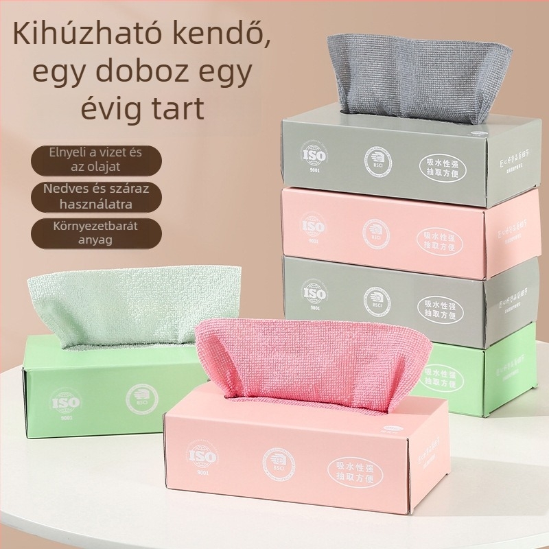 Dobozos, egyszer használatos konyhai törlő kendő vastagított mikroszálas
