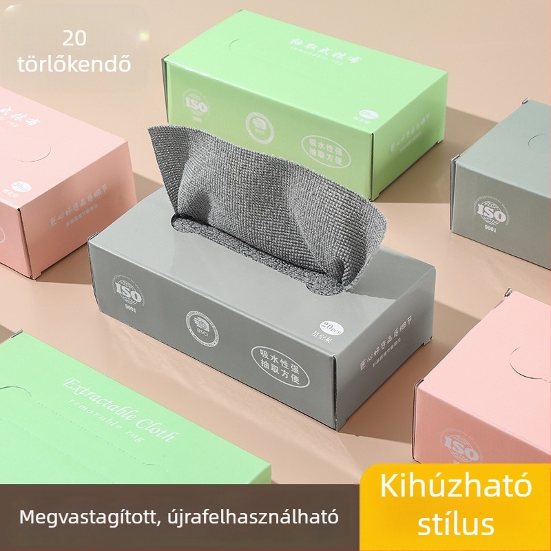 Dobozos, egyszer használatos konyhai törlő kendő vastagított mikroszálas